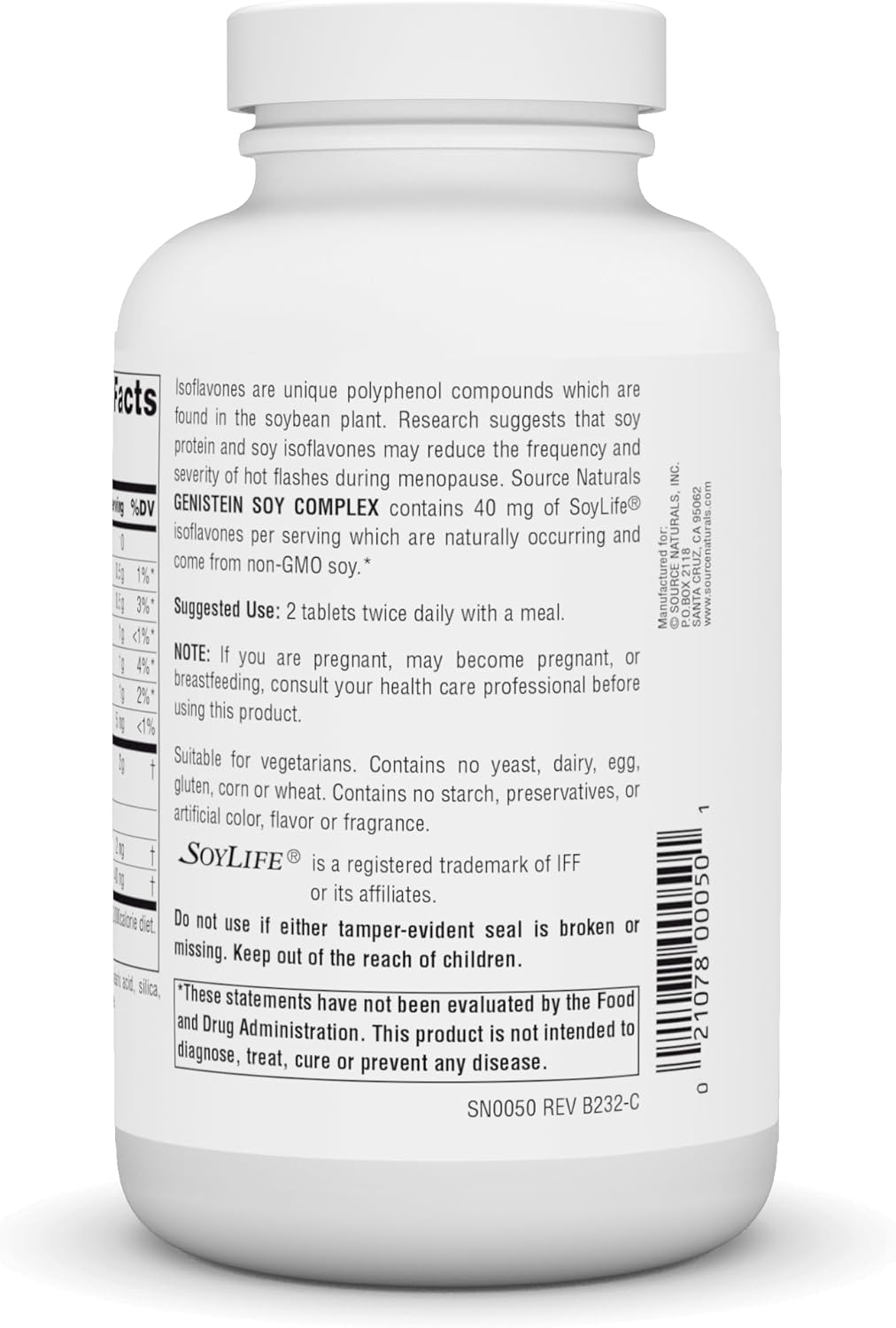 High Strength Genistein Soy Complex Supplement - 1000 mg - 120 Tablets by Source Naturals