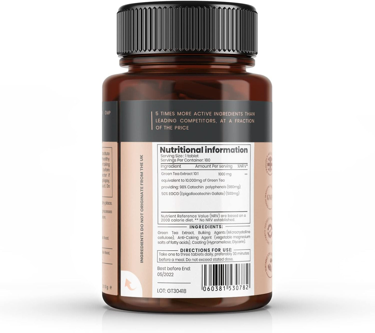 High Strength Green Tea Extract 10,000mg - 180 Tablets by pureclinica