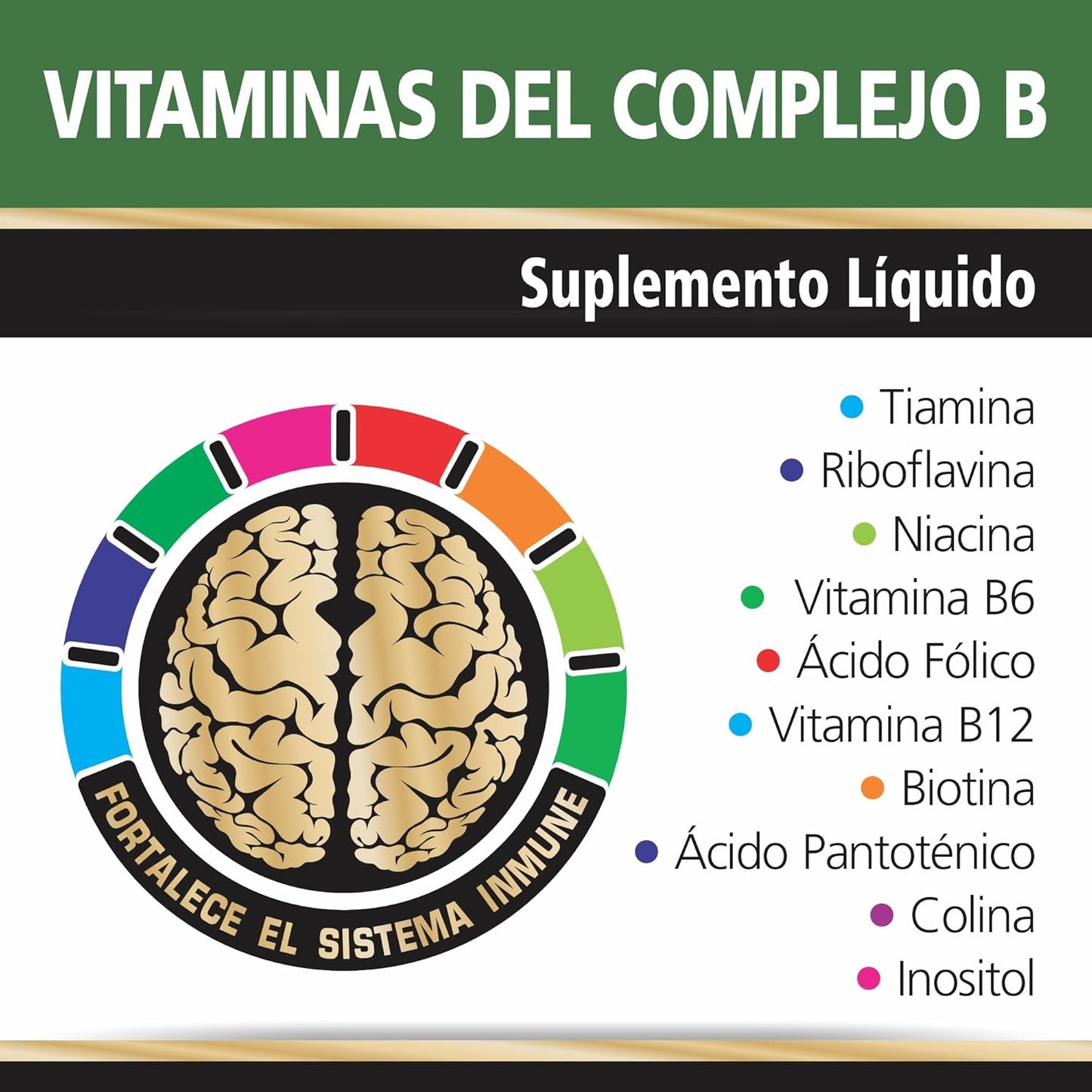 High Strength Neurovit 50,000 Liquid Vitamin B Complex Supplement for Brain & Nervous System Support - 10 Ampoules, 3.4 fl oz (100ml) - Fast Absorption, Non-GMO, Gluten-Free