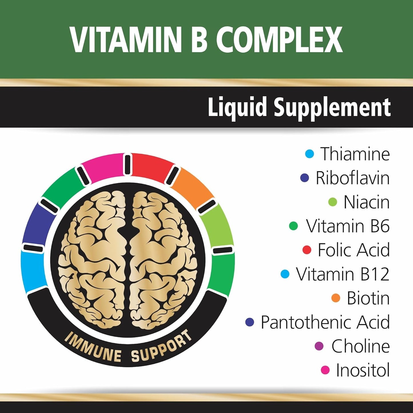 High Strength Neurovit 50,000 Liquid Vitamin B Complex Supplement for Brain & Nervous System Support - 10 Ampoules, 3.4 fl oz (100ml) - Fast Absorption, Non-GMO, Gluten-Free