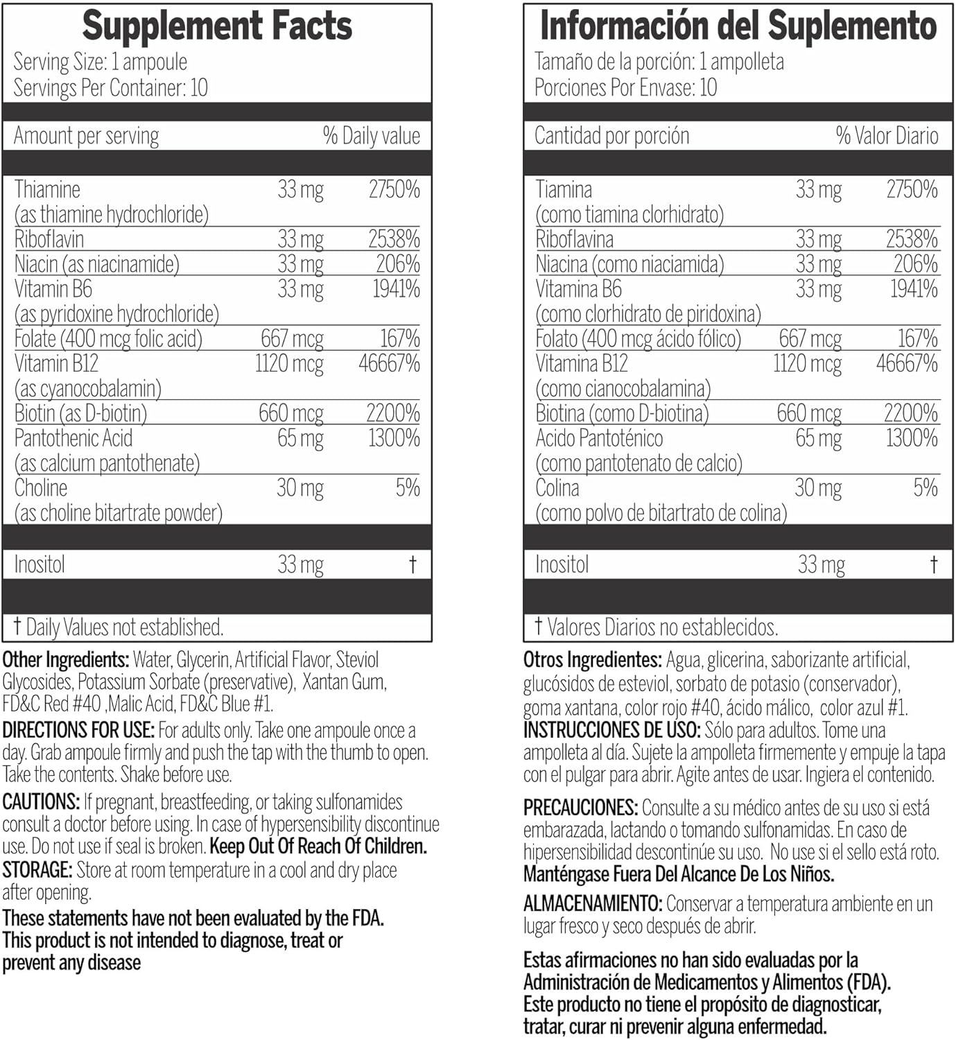 High Strength Neurovit 50,000 Liquid Vitamin B Complex Supplement for Brain & Nervous System Support - 10 Ampoules, 3.4 fl oz (100ml) - Fast Absorption, Non-GMO, Gluten-Free