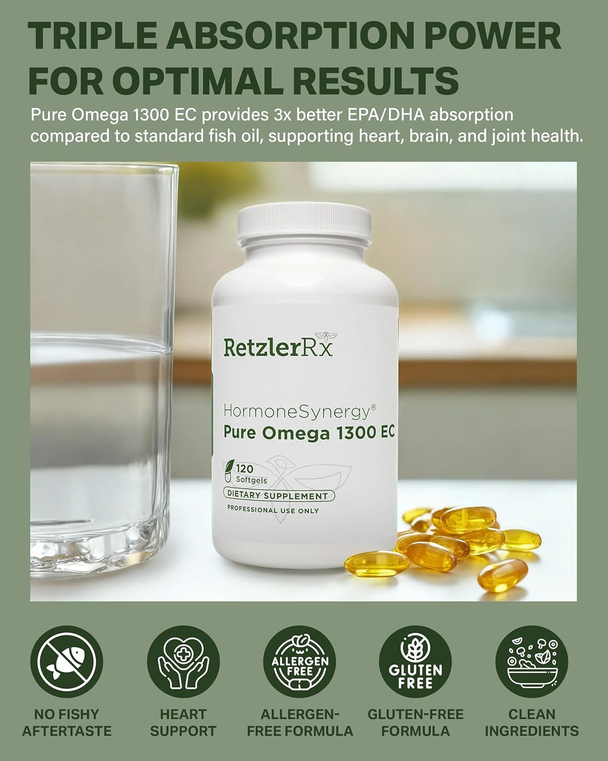 High-Strength Omega 3 Fish Oil Softgels with Enhanced Absorption - IFOS Verified - 120 Count