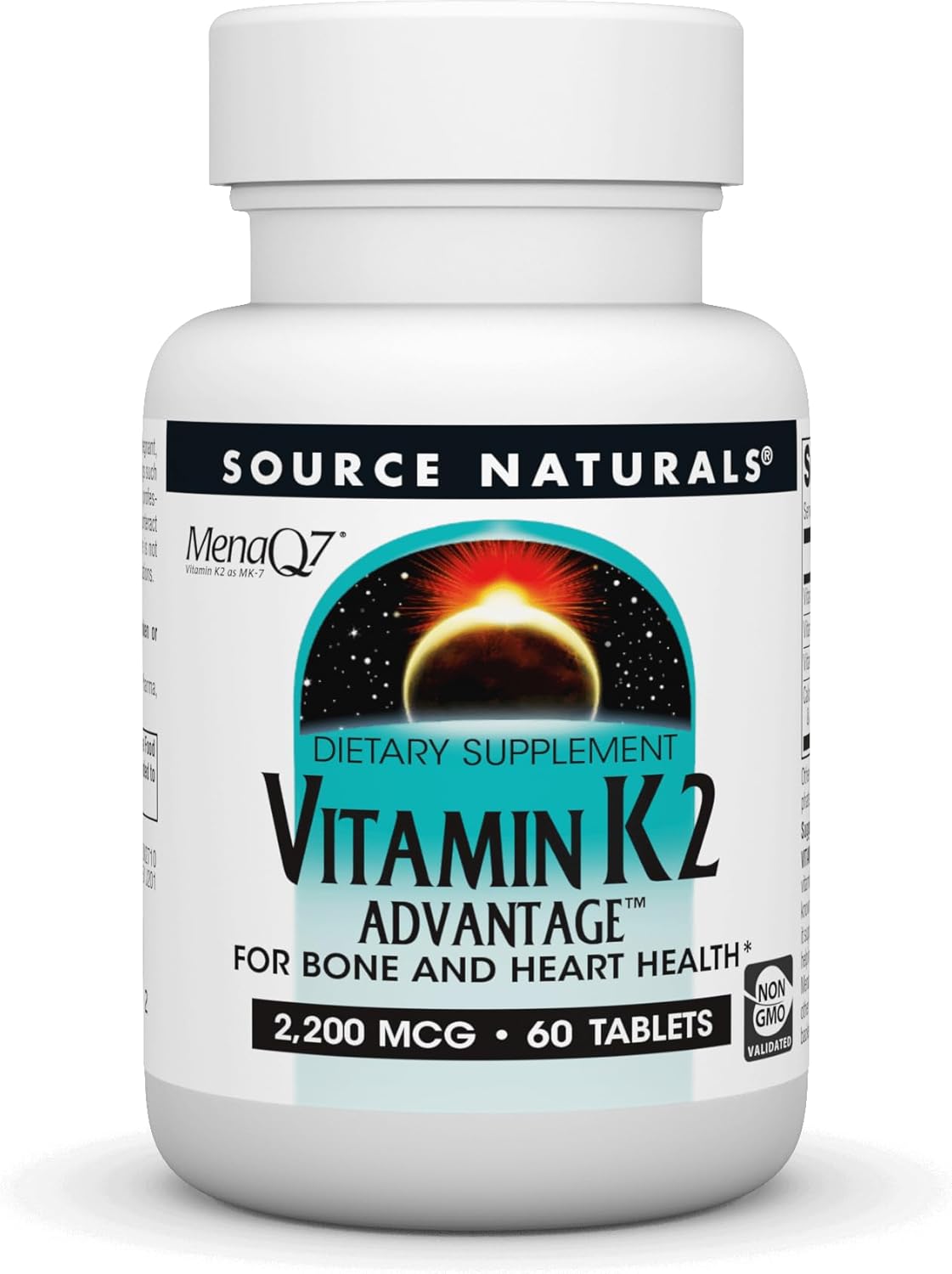 High Strength Source Naturals Vitamin K2 for Bone & Heart Health - 2200 mcg, 60 Tablets