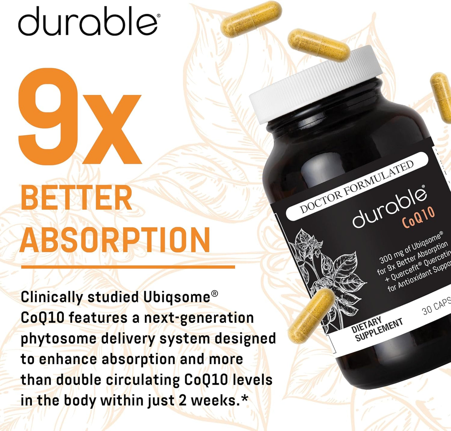 Highly Absorbable 300mg CoQ10 Phytosome for Heart Health - Antioxidant Supplement with Superior Absorption, 180 Capsules, Made in USA