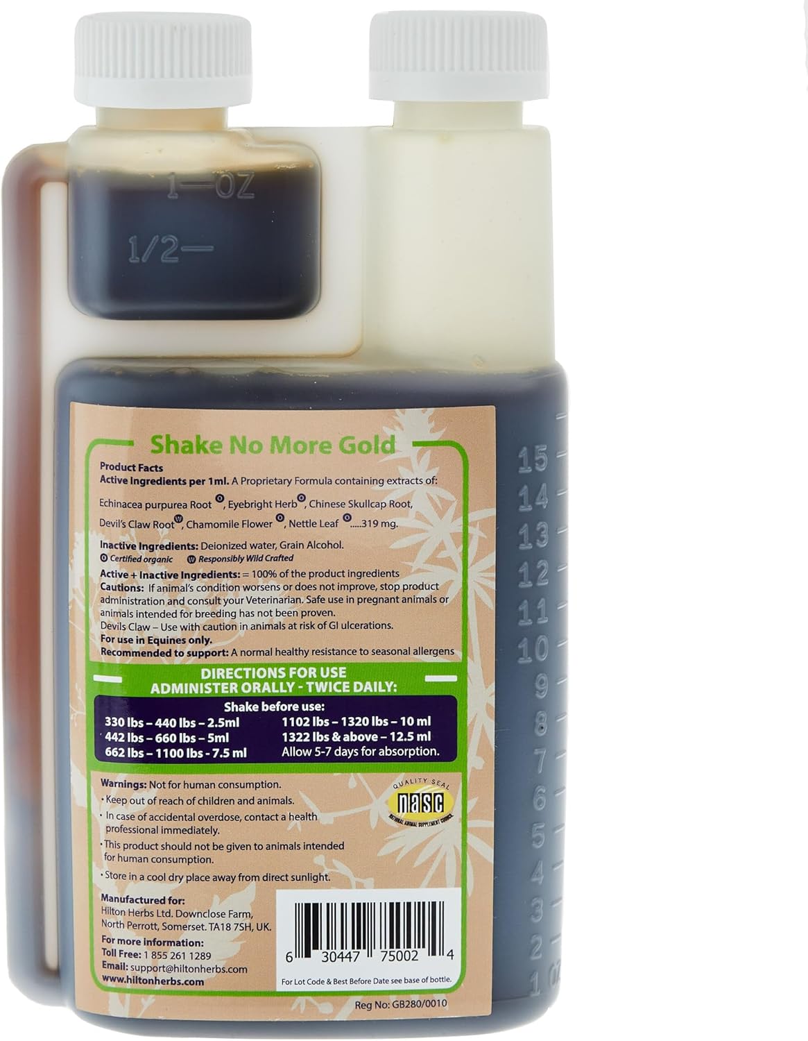 Hilton Herbs Gold Shake No More - Natural Solution for Equine Shaking Head Syndrome