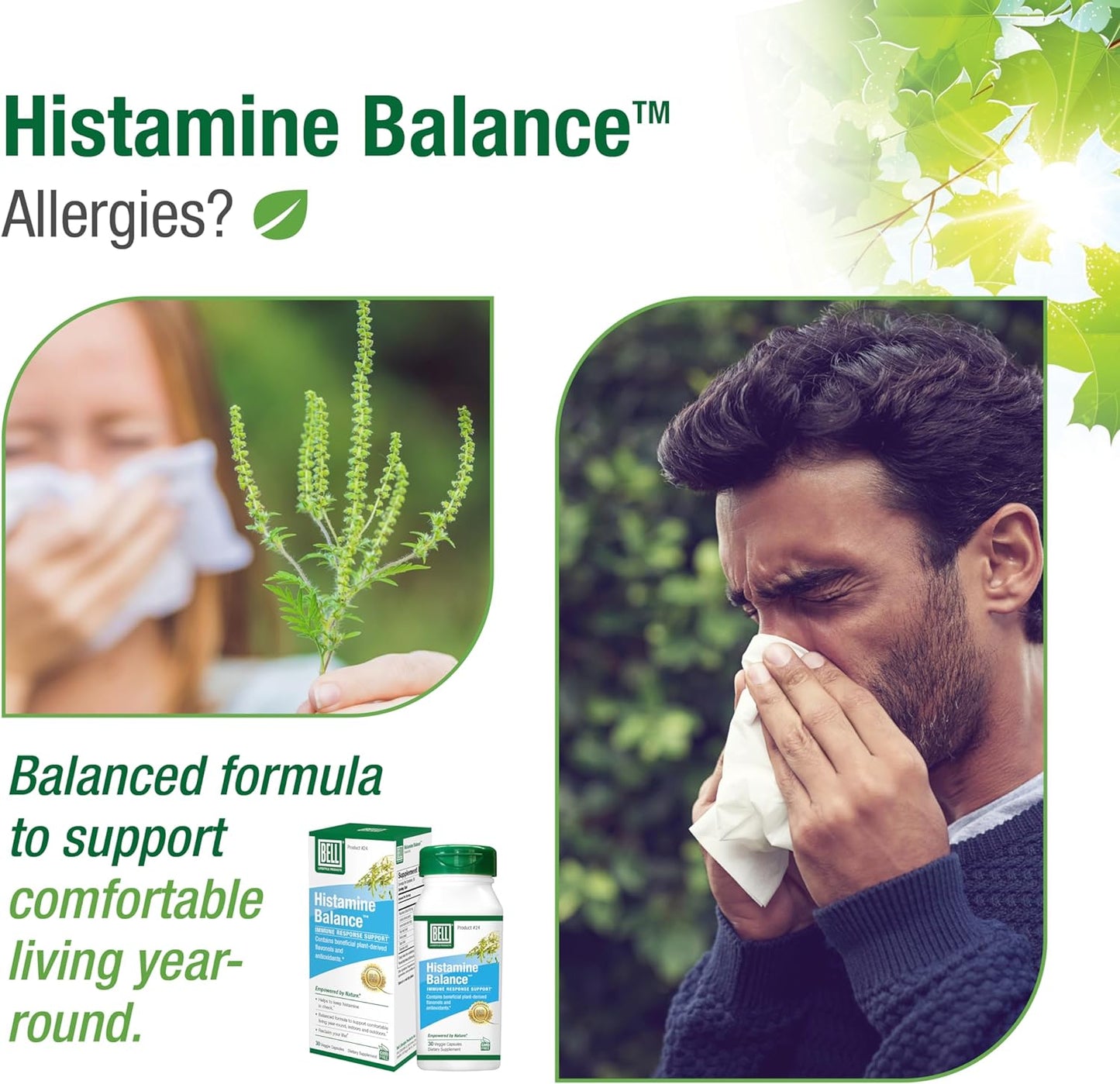 Histamine Balance Capsules - Natural Supplement for Immune & Respiratory Health - 60 Veggie Capsules
