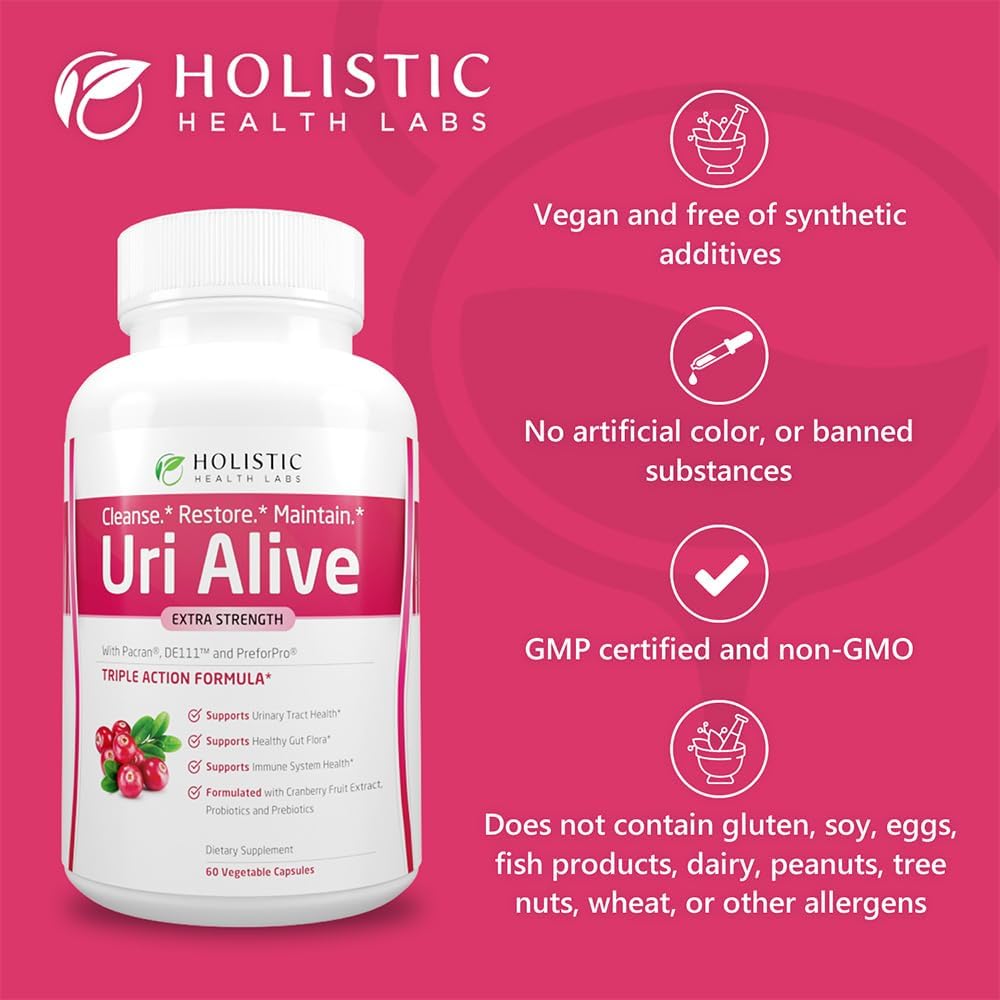Holistic Health Labs Uri Alive Extra Strength Supplement for Urinary Tract & Immune System - 60 Count