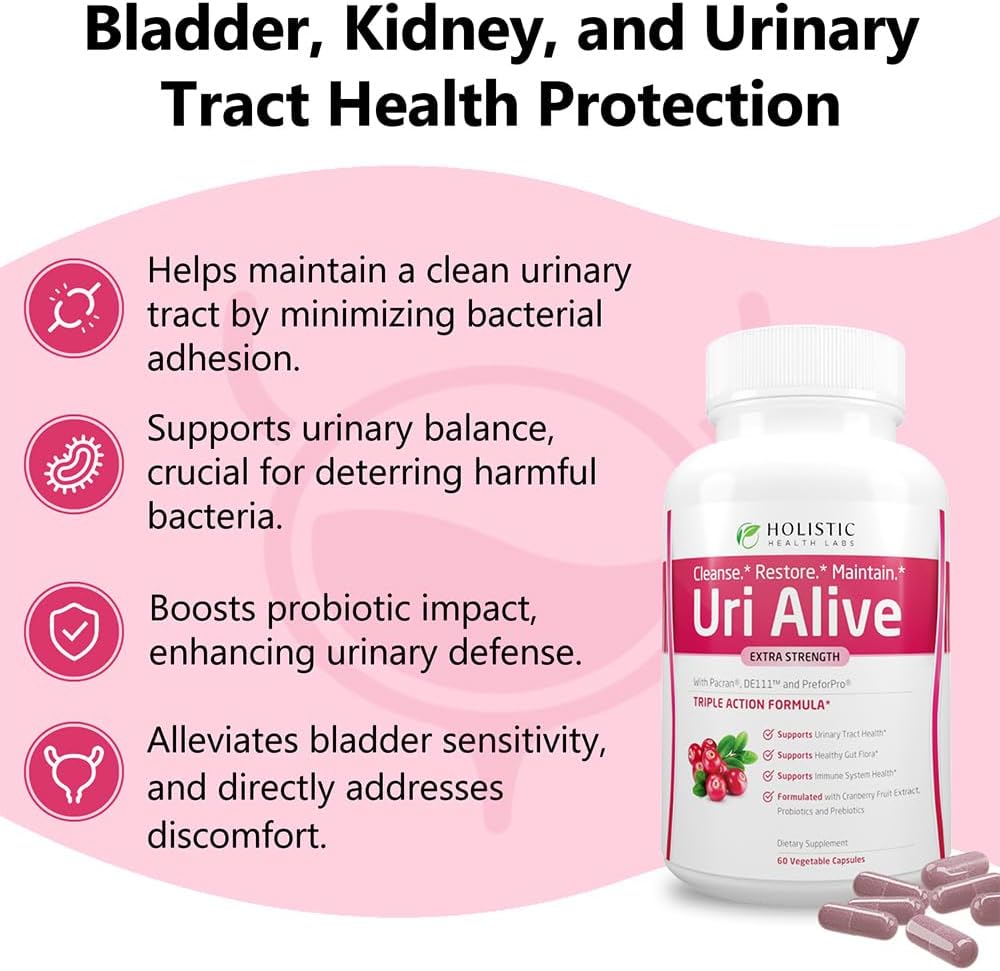 Holistic Health Labs Uri Alive Extra Strength Supplement for Urinary Tract & Immune System - 60 Count