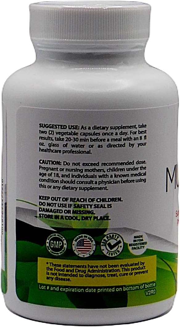 Holistic Lifestyles Mushroom Complex 10X Supplement with Lions Mane for Focus, Vitality, Mood & Immune Support - 1330mg, 60 Capsules