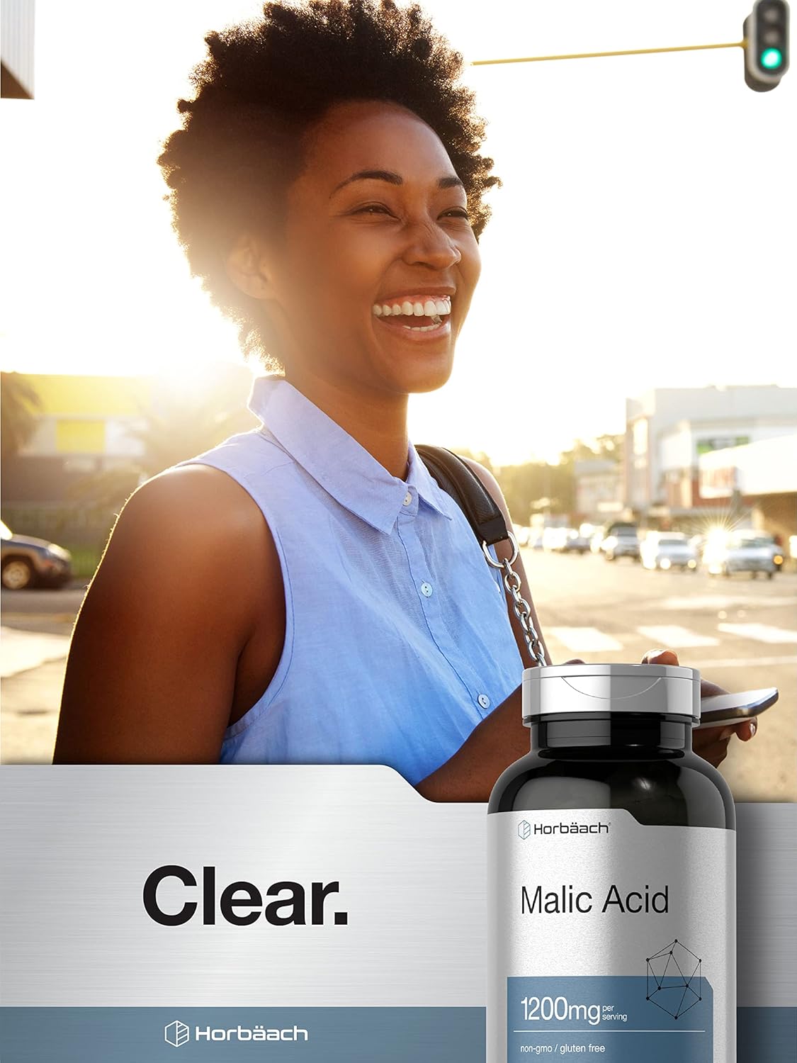 Horbäach Malic Acid Capsules - 1200mg - 250 Count - Non-GMO & Gluten Free Supplement