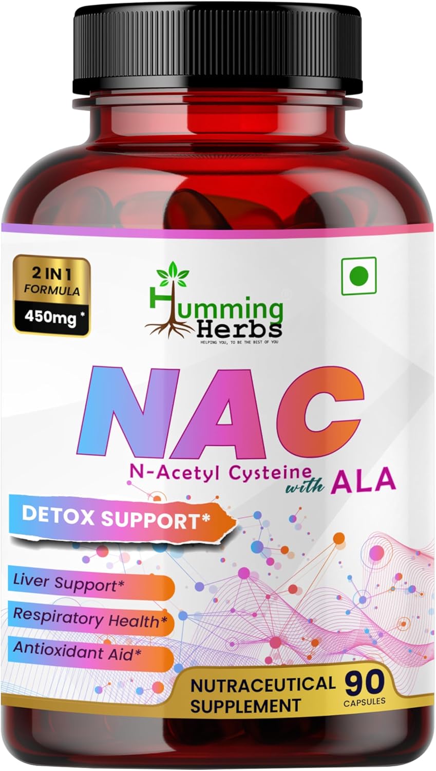 Humming Herbs NAC Supplements 90 Capsules - 2-in-1 Formula 450mg Alpha Lipoic - Support Immune System - 90 Day Supply - Unisex Adults - Daily Serving 1 Capsule
