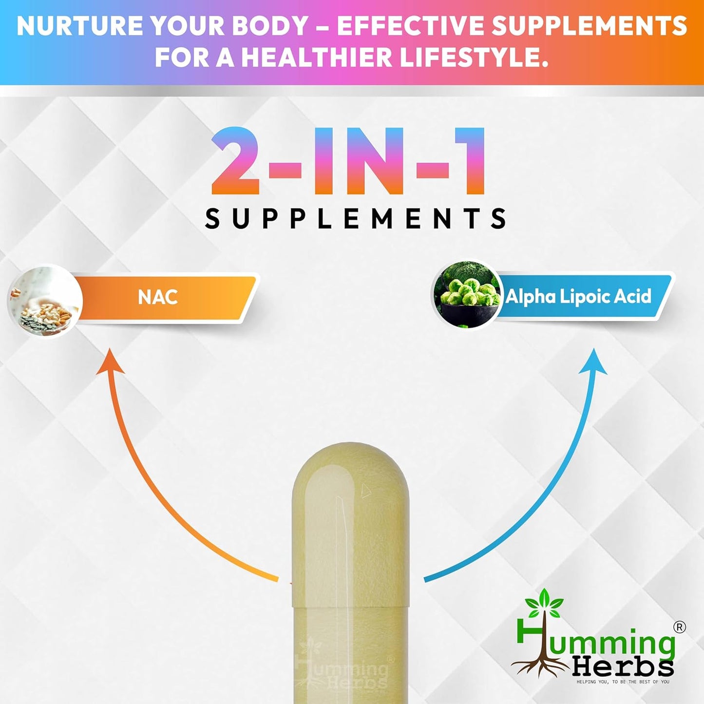 Humming Herbs NAC Supplements 90 Capsules - 2-in-1 Formula 450mg Alpha Lipoic - Support Immune System - 90 Day Supply - Unisex Adults - Daily Serving 1 Capsule