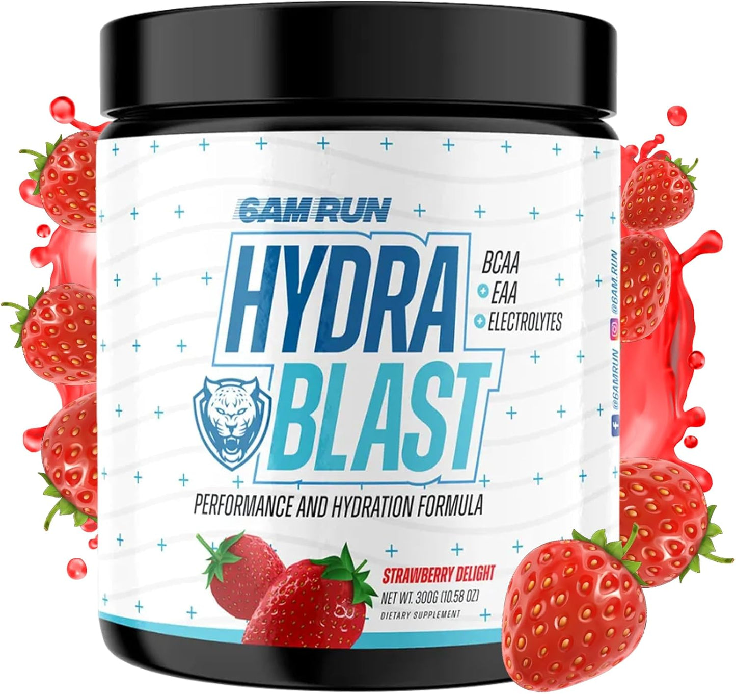 Hydra Blast Intra-Run BCAA & EAA Hydration Powder for Runners - Electrolyte Supplement, Boosts Endurance & Recovery - Strawberry Delight Flavor, 30 Servings