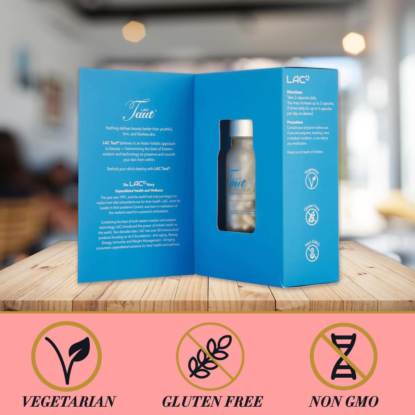 Hydrate & Brighten Skin with TAUT Hyaluronic Acid Pills - Vegan Collagen Supplement for Glowing Skin - 60 Capsules