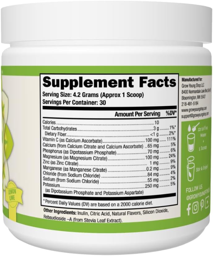Hydration Powder Mix - Lemon Lime Flavor, Electrolyte Blend with Vitamins, Sugar-Free, 30 Servings