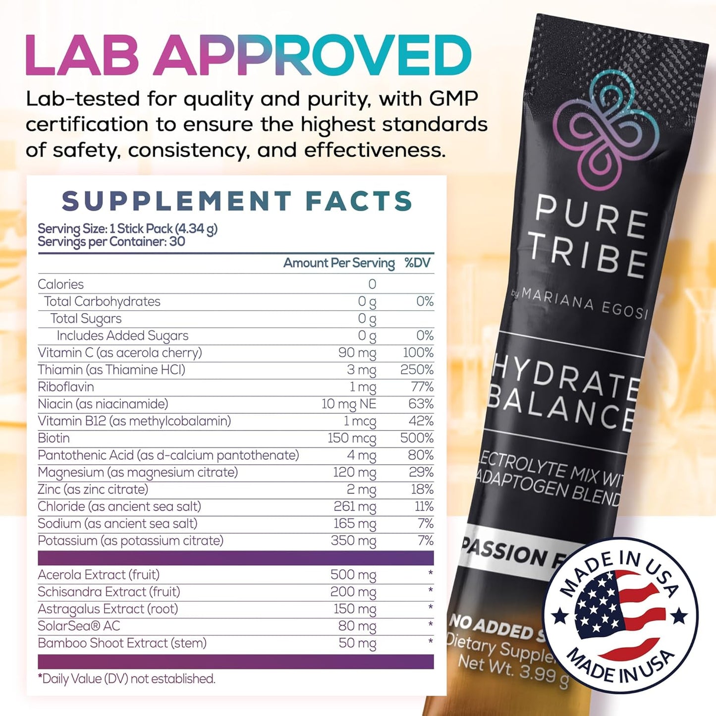 Hydration Powder Packets with B Vitamins, Minerals, & Electrolytes - Sugar Free Energy Drink Mix for Muscle & Mood Support - Passion Fruit Flavor - 30 Servings