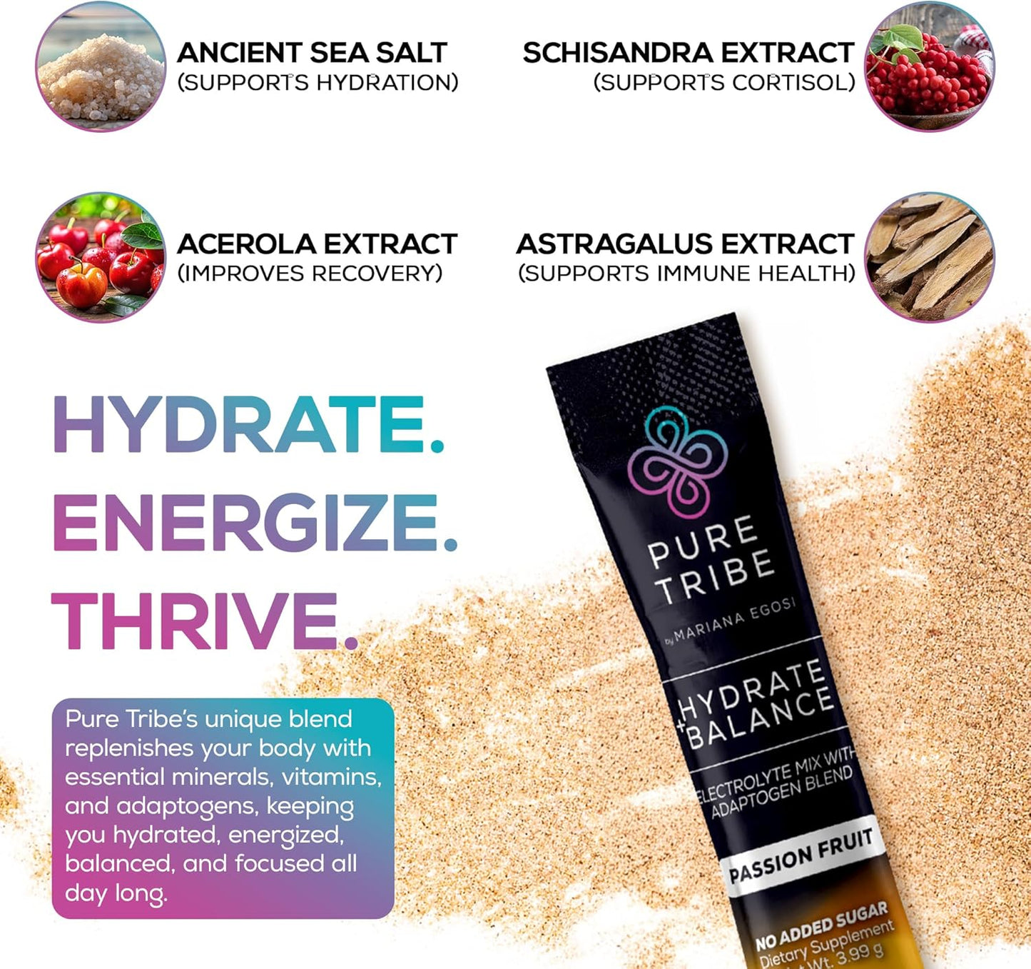 Hydration Powder Packets with B Vitamins, Minerals, & Electrolytes - Sugar Free Energy Drink Mix for Muscle & Mood Support - Passion Fruit Flavor - 30 Servings