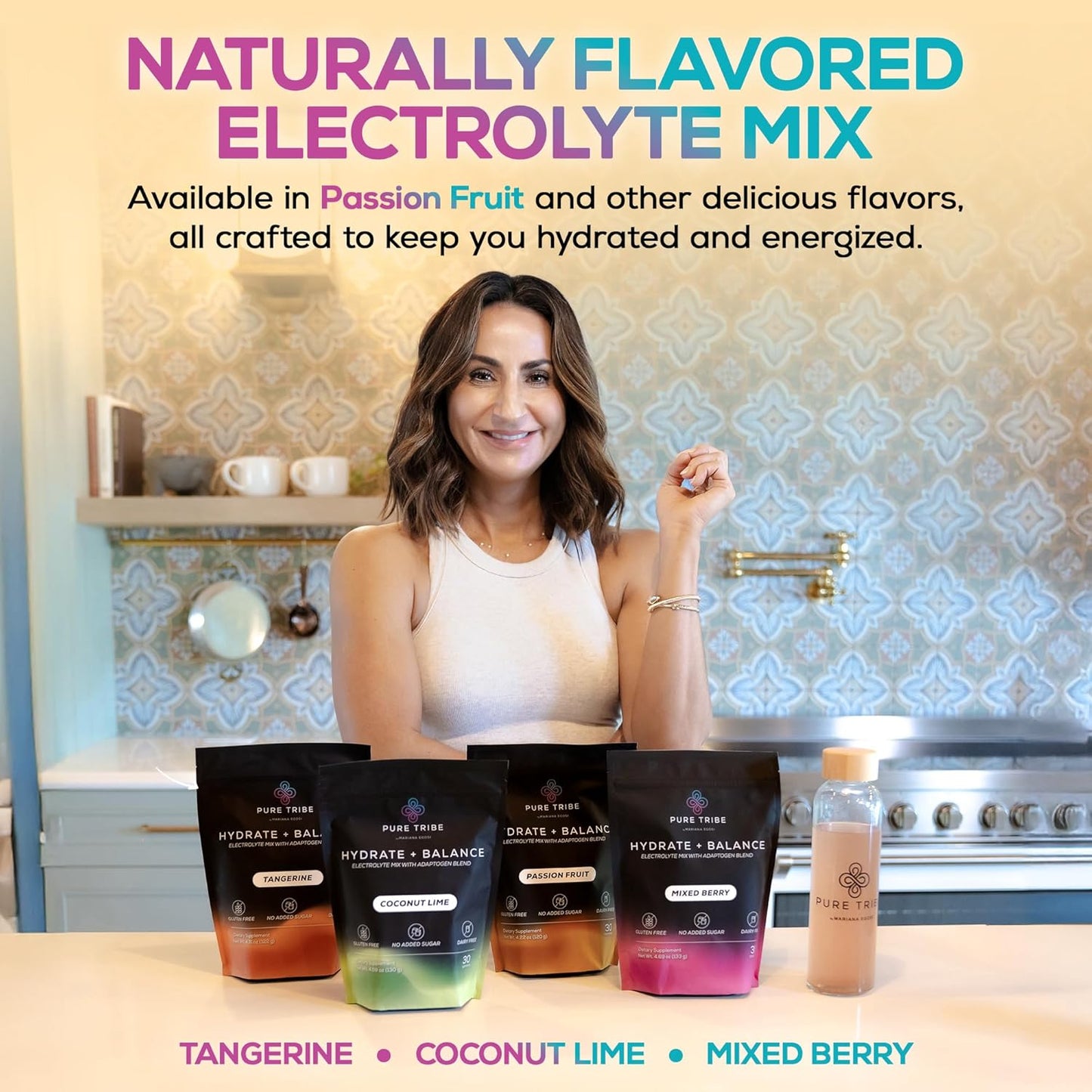 Hydration Powder Packets with B Vitamins, Minerals, & Electrolytes - Sugar Free Energy Drink Mix for Muscle & Mood Support - Passion Fruit Flavor - 30 Servings