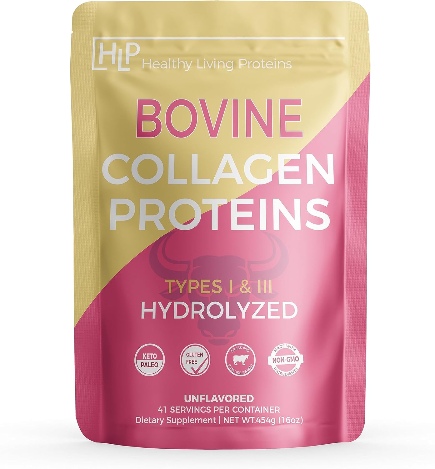 Hydrolyzed Bovine Collagen Powder 16 oz - Grass Fed, Pasture Raised Protein Peptides - Type 1 & 3 - Keto & Paleo Friendly - Gluten Free