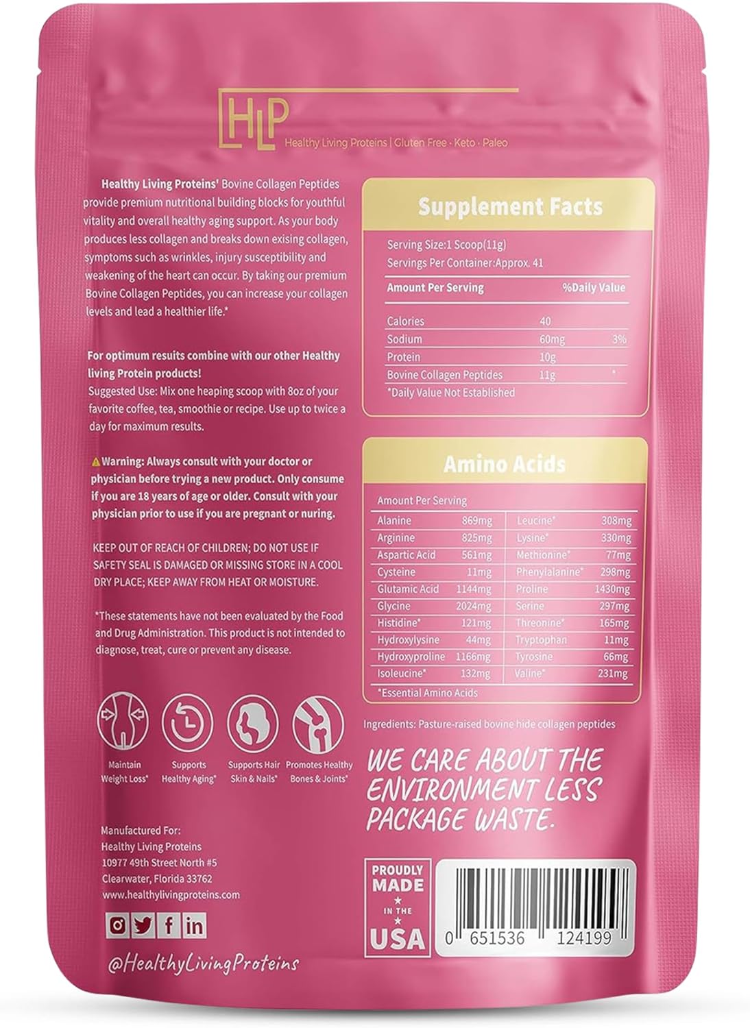 Hydrolyzed Bovine Collagen Powder 16 oz - Grass Fed, Pasture Raised Protein Peptides - Type 1 & 3 - Keto & Paleo Friendly - Gluten Free