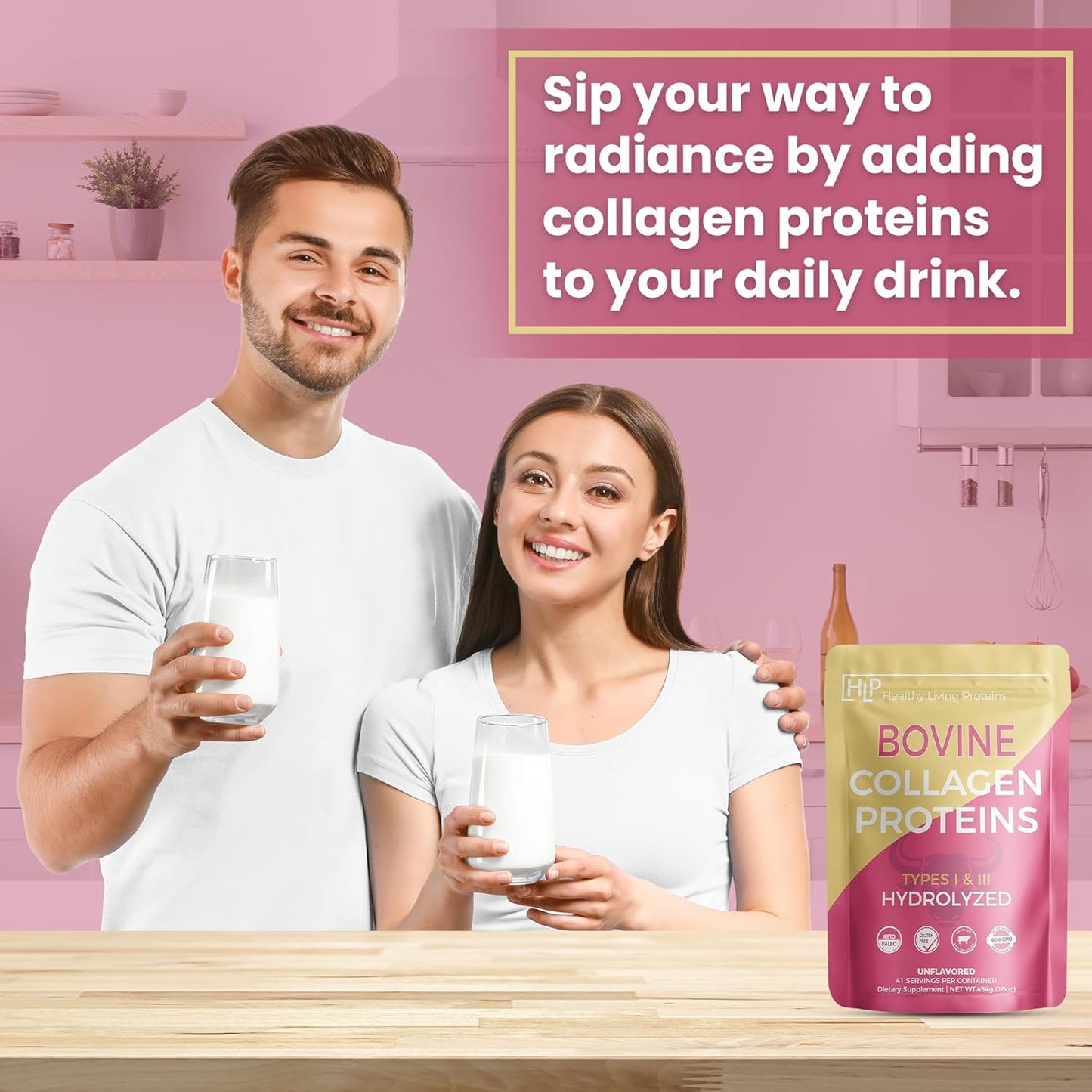 Hydrolyzed Bovine Collagen Powder 16 oz - Grass Fed, Pasture Raised Protein Peptides - Type 1 & 3 - Keto & Paleo Friendly - Gluten Free