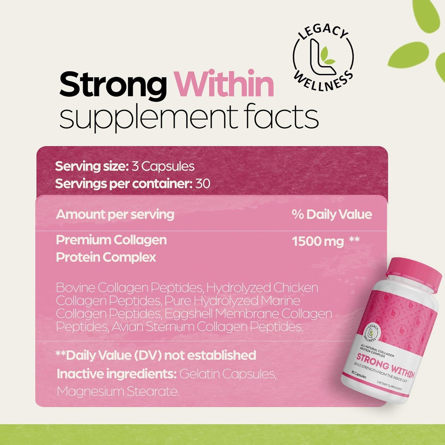 Hydrolyzed Collagen Peptides Capsules for Joint Health, Skin, Hair & Nails - Multi Collagen Protein Powder Supplement with Type I II III V X - Keto Friendly, 30 Servings