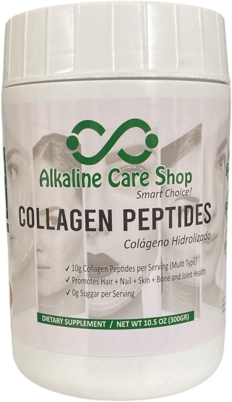 Hydrolyzed Collagen Peptides Powder for Hair, Skin & Joints | Unflavored Protein for Women & Men | 10g per Serving | 10.5Oz (300g) Jar | Alkaline Care Shop