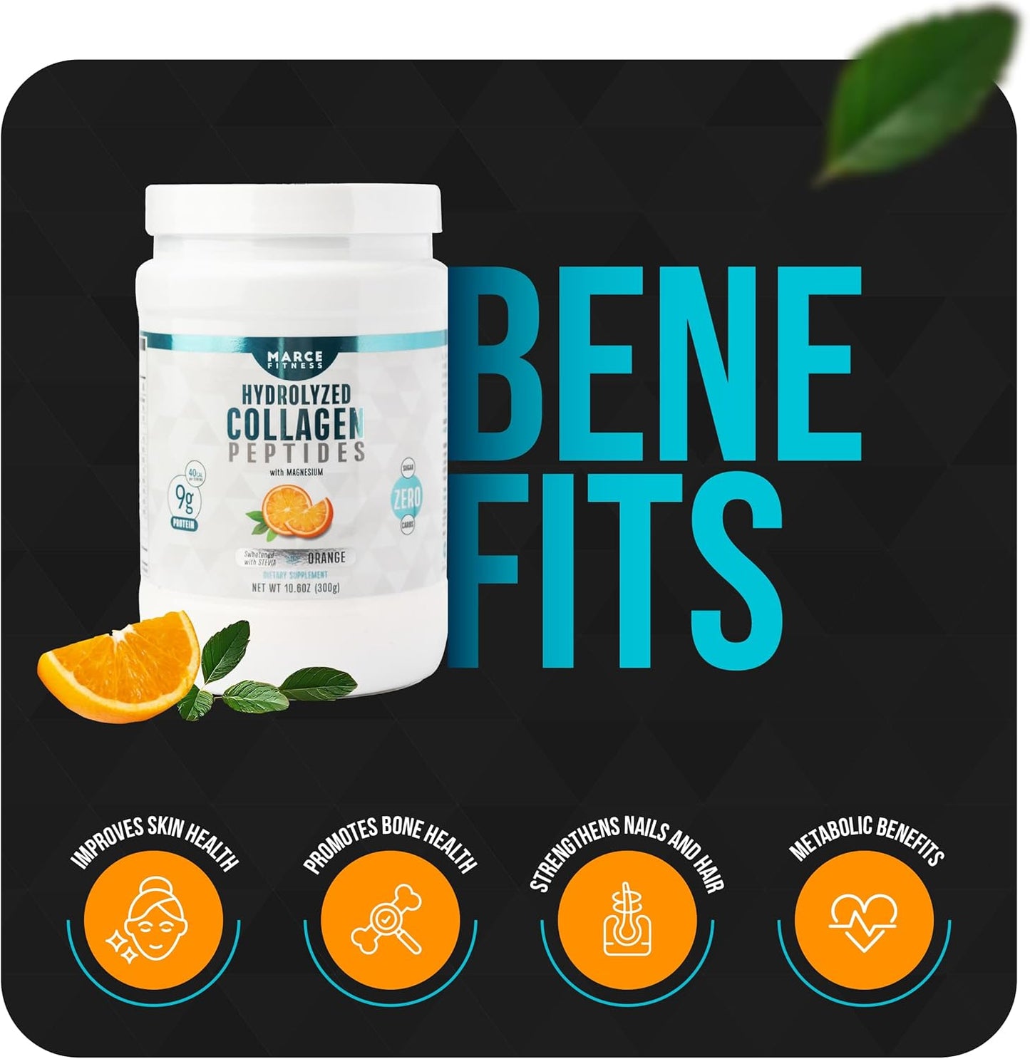 Hydrolyzed Collagen Supplement in Orange Flavor by MARCE FITNESS