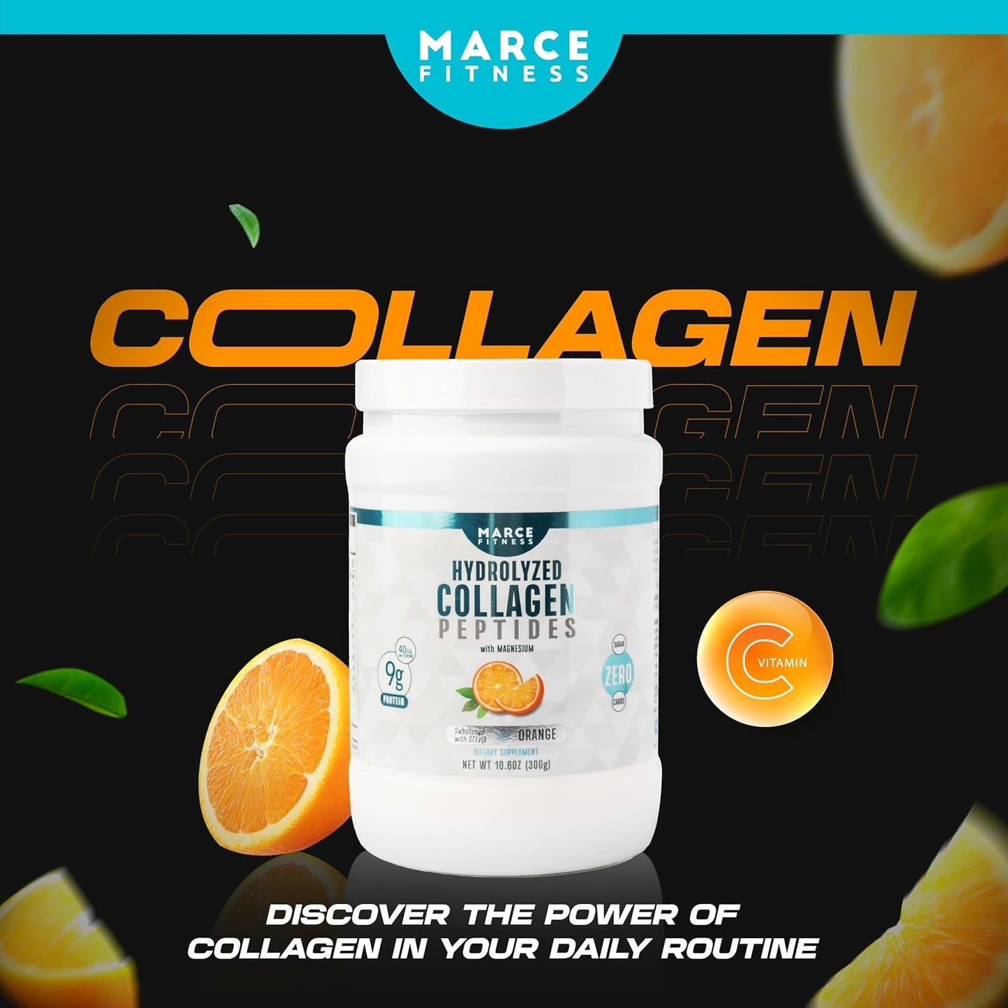 Hydrolyzed Collagen Supplement in Orange Flavor by MARCE FITNESS