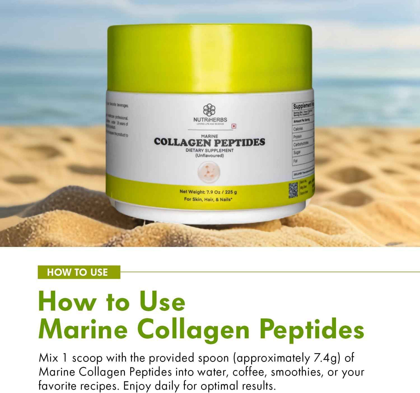 Hydrolyzed Marine Collagen Peptides Powder | Type 1 Protein Supplement | Unflavored Dietary Supplement | Supports Skin Elasticity, Joint Function, Hair Growth & Healthy Nails | 30 Servings