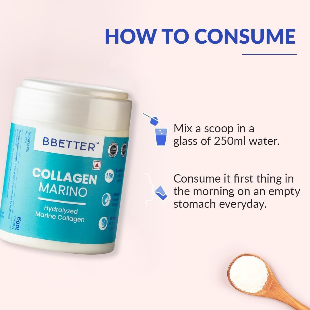 Hydrolyzed Marine Collagen Powder for Skin, Hair, Nails, and Joints - Pure Collagen Supplement for Men and Women - Skin Hydrating Formula - 100g Pack