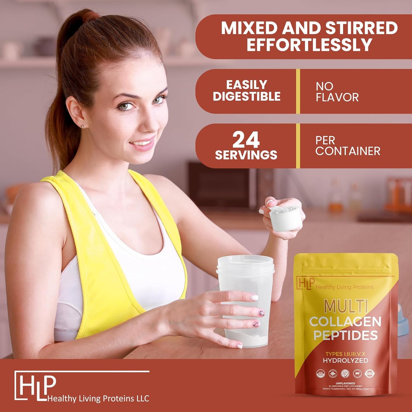 Hydrolyzed Multi Collagen Peptides Powder - Grass Fed Bovine, Wild Caught Marine, Free Range Chicken - Types I, II, III, V & X - Gluten Free - 10 oz Unflavored