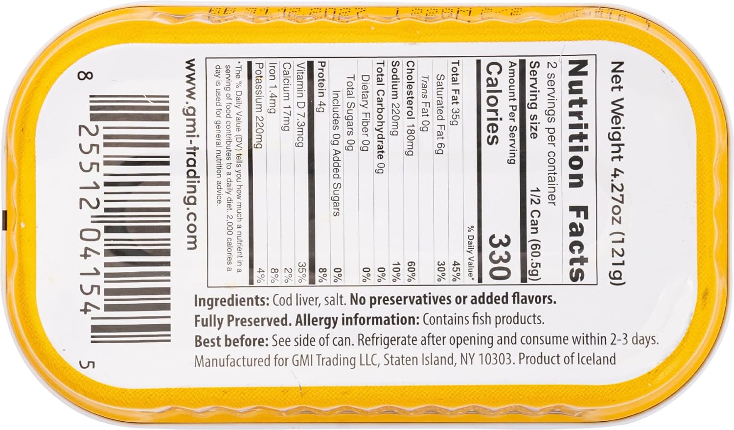 Icelandic Wild Caught Cod Liver in Own Oil - Family Tree - 4.27 oz (Pack of 12) - Omega-3 Rich Supplement