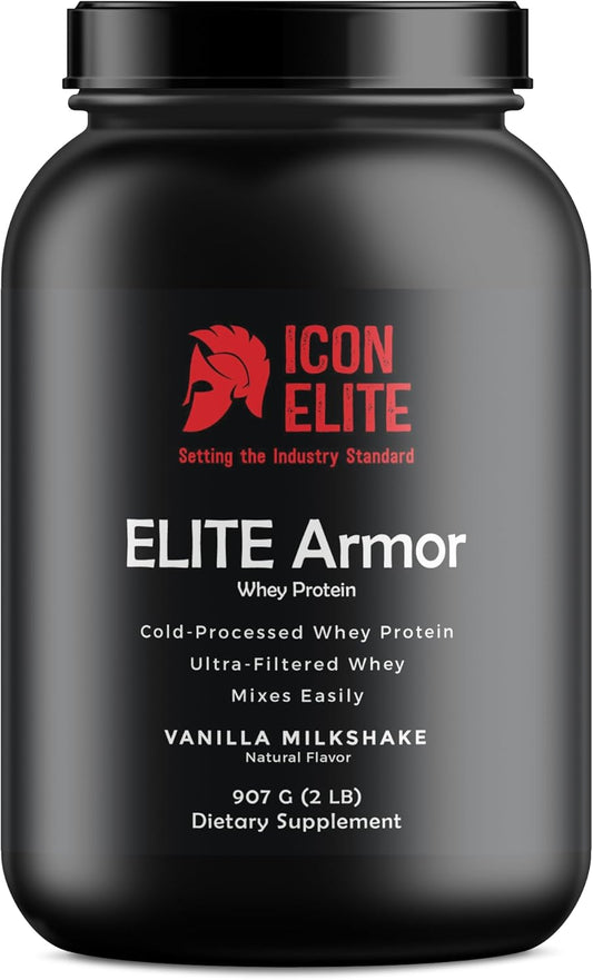 ICON ELITE Armor Whey Protein Powder - 2LB Vanilla Milkshake Flavor