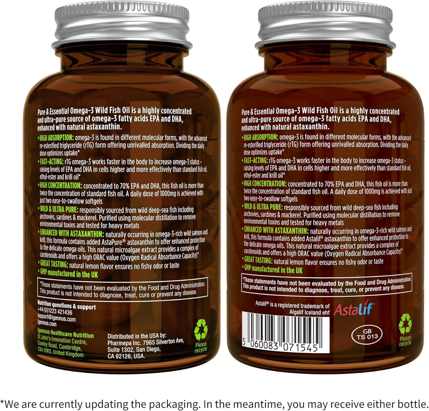 Igennus Omega-3 Fish Oil & Collagen Peptides Bundle - High Absorption, Astaxanthin, Grass Fed Protein