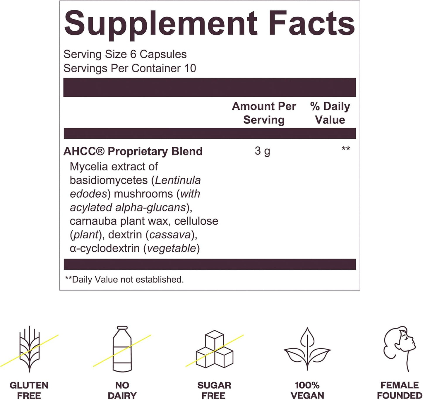 Immunity Boosting AHCC Mushroom Supplement with Vitamin D3, C, and Zinc - Vegan and Gluten-Free
