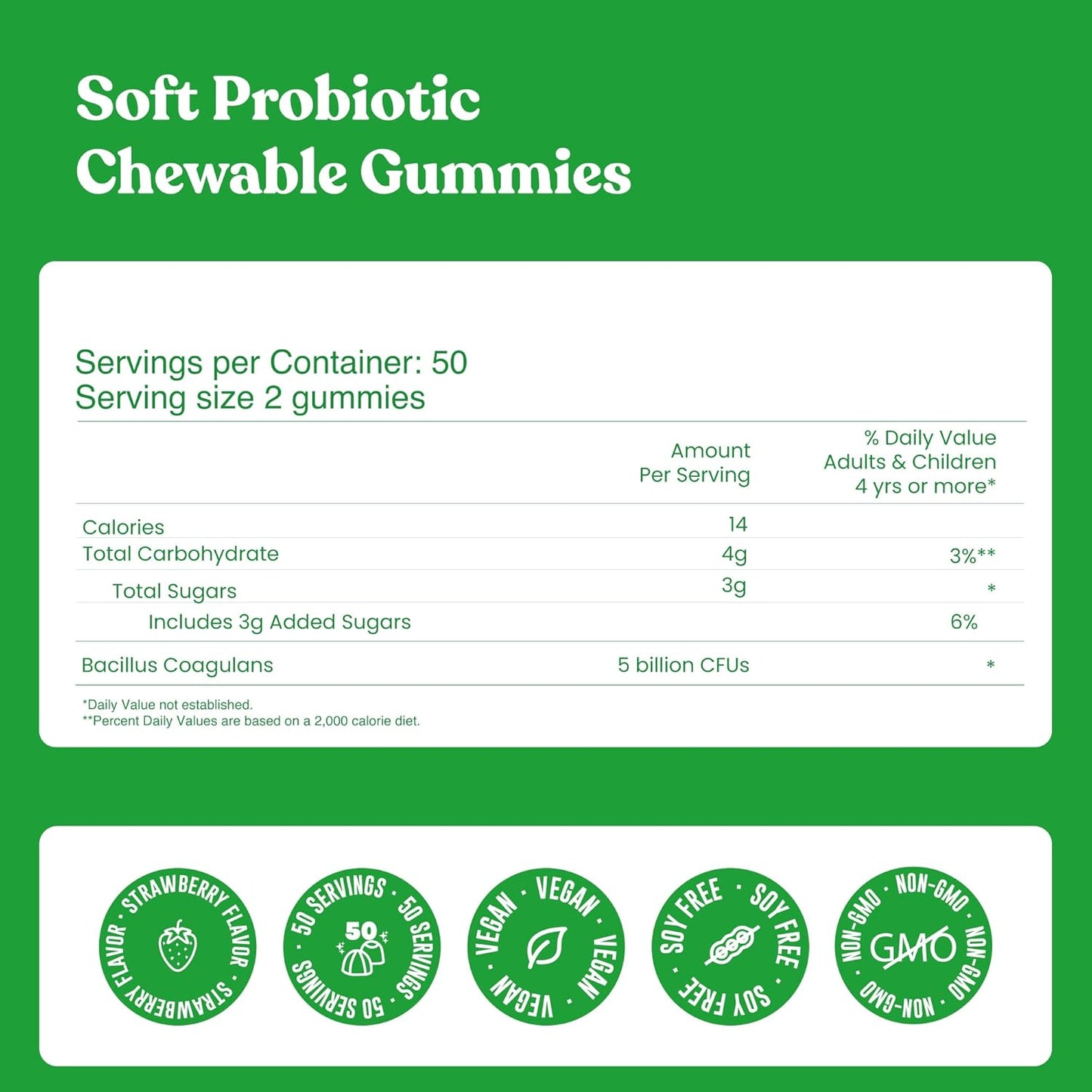 Immunity Fiber Gummies for Women & Men: Probiotics + Prebiotics, 5 Billion CFUs, Non-GMO, Gluten Free, 100 Gummies