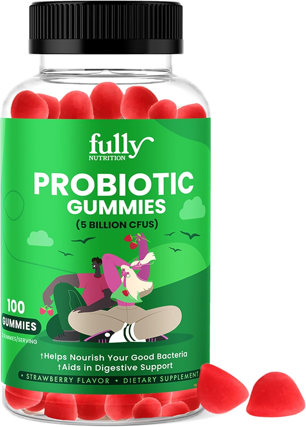 Immunity Fiber Gummies for Women & Men: Probiotics + Prebiotics, 5 Billion CFUs, Non-GMO, Gluten Free, 100 Gummies