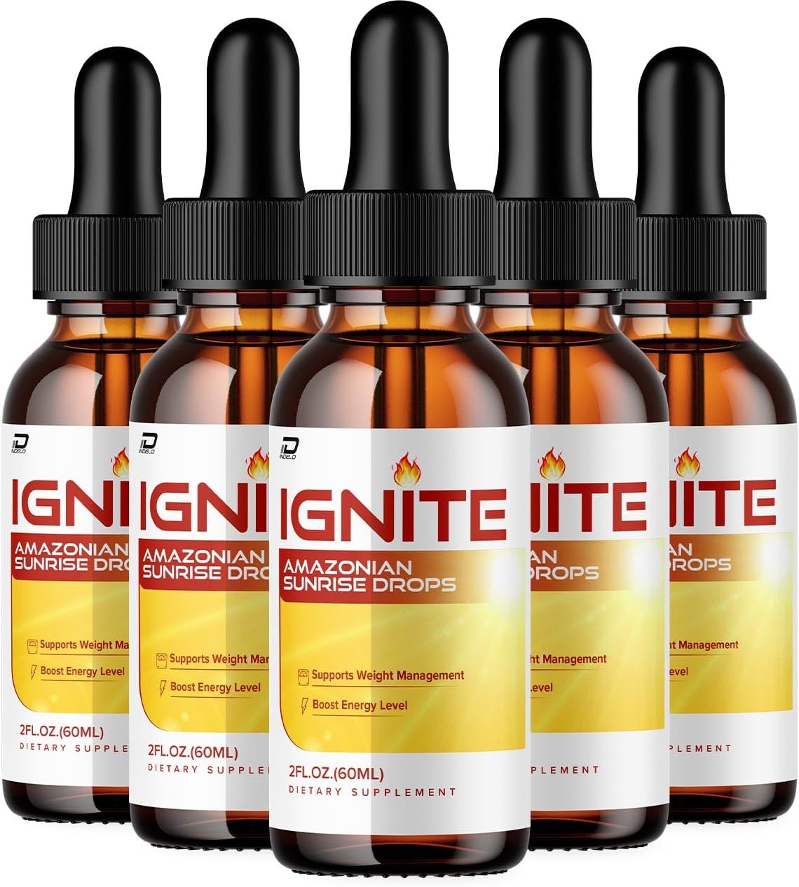 Indelo Ignite Amazonian Sunrise Drops - Liquid Supplement for Daily Health Support - 5 Pack for 5 Months of Ignite Drops