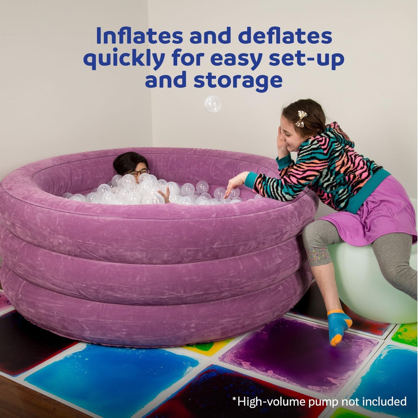 Inflatable Fun and Function Air-Lite Ball Pit for Toddlers & Kids - Indoor Soft Play Sensory Tool for Children with Special Needs