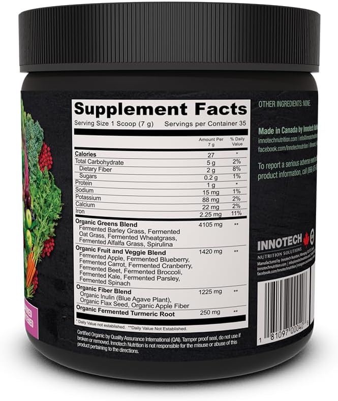 Innotech Nutrition Fermented Organic Greens Unflavoured 250g - Healthy Nutritional Supplement