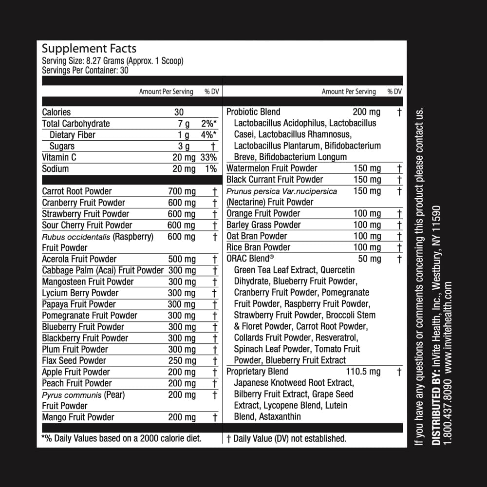 InVite Health Reds Hx® Superfood Powder with Probiotics - Fruit & Veggie Supplement - 30 Servings (2-Pack)