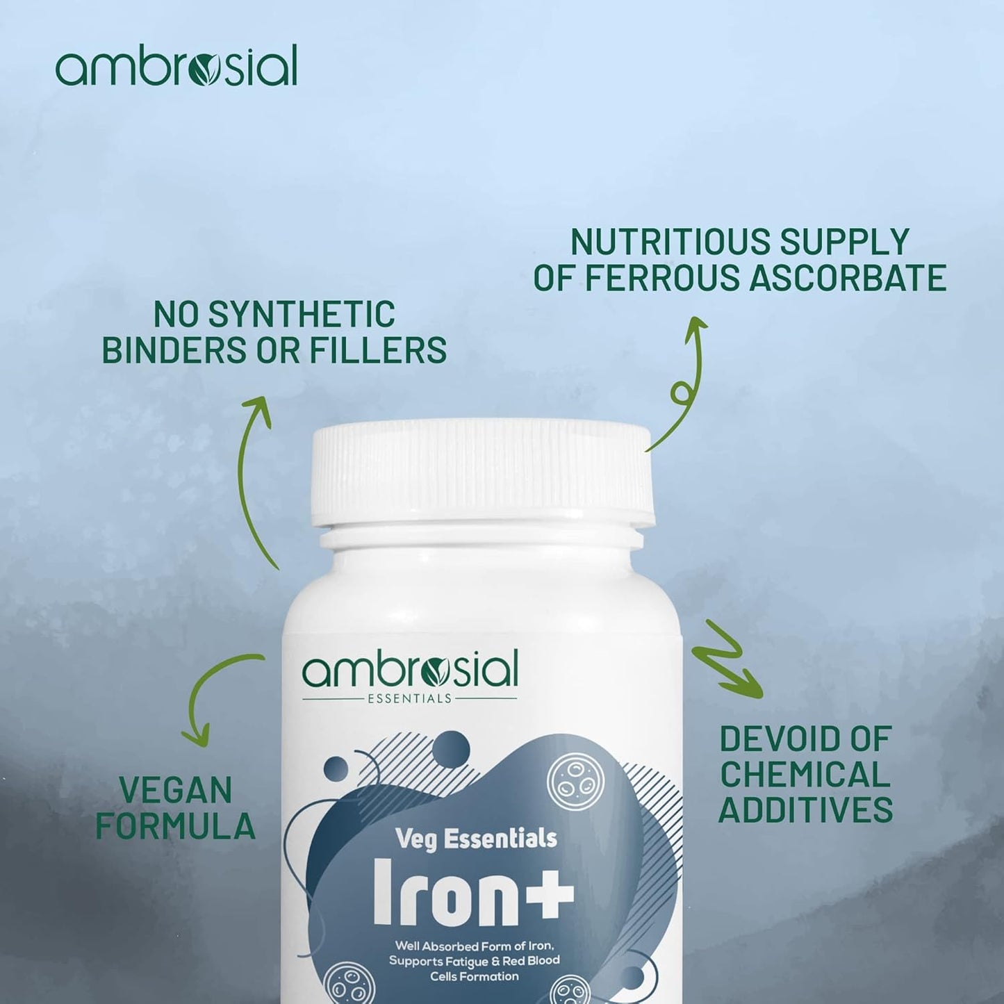 Iron+ 25mg Supplement - 60 Capsules - Boost Energy and Immune Support