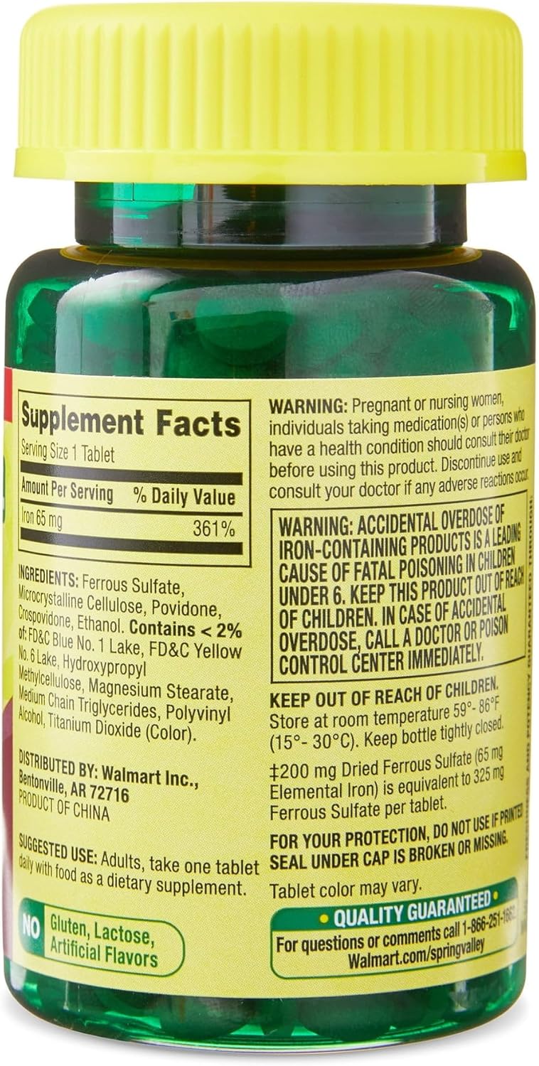Iron 65mg Ferrous Sulfate Dietary Supplement 200ct - Fusion Shop Store - Boxed Pack of 1