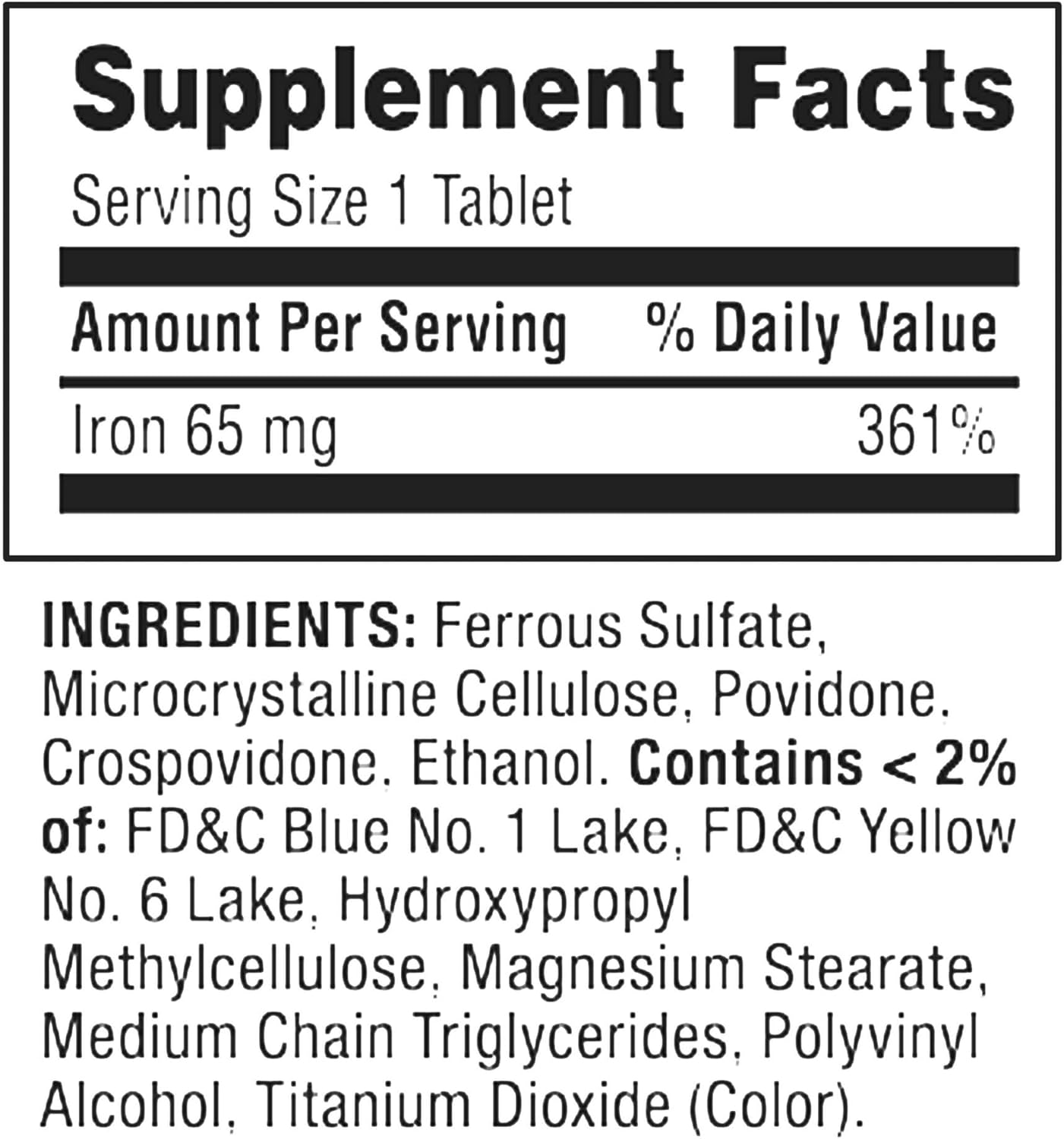 Iron 65mg Ferrous Sulfate Dietary Supplement 200ct - Fusion Shop Store - Boxed Pack of 1