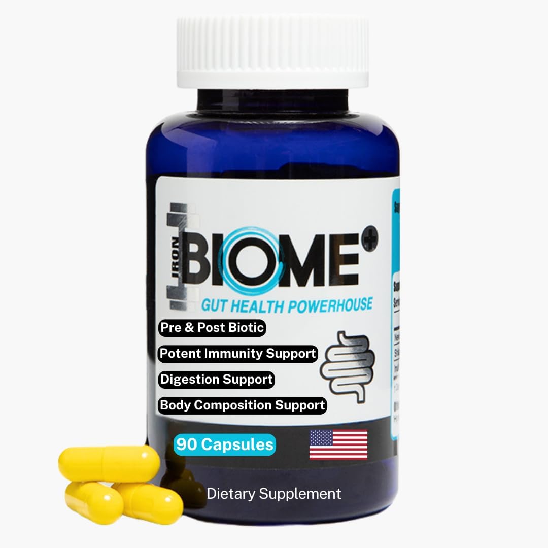 Iron Biome+ Gut Health & Metabolic Support Capsules - TriButyrin, Shilajit, Prebiotics, Nutrients - Digestive Wellness, Immune Function, Sleep - 90 Count - USA Made