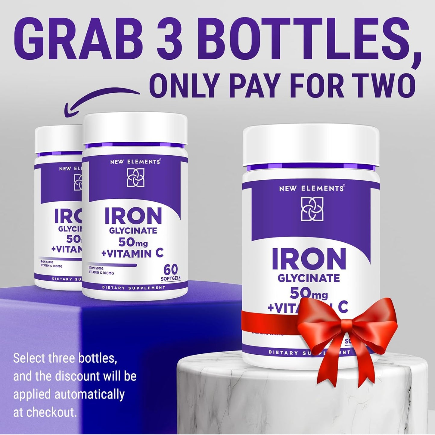 Iron Glycinate Softgels with Vitamin C for Enhanced Energy & Immune Support - 50mg Iron, 100mg Vitamin C - Non-GMO, Gluten-Free - Anemia Relief for Men & Women