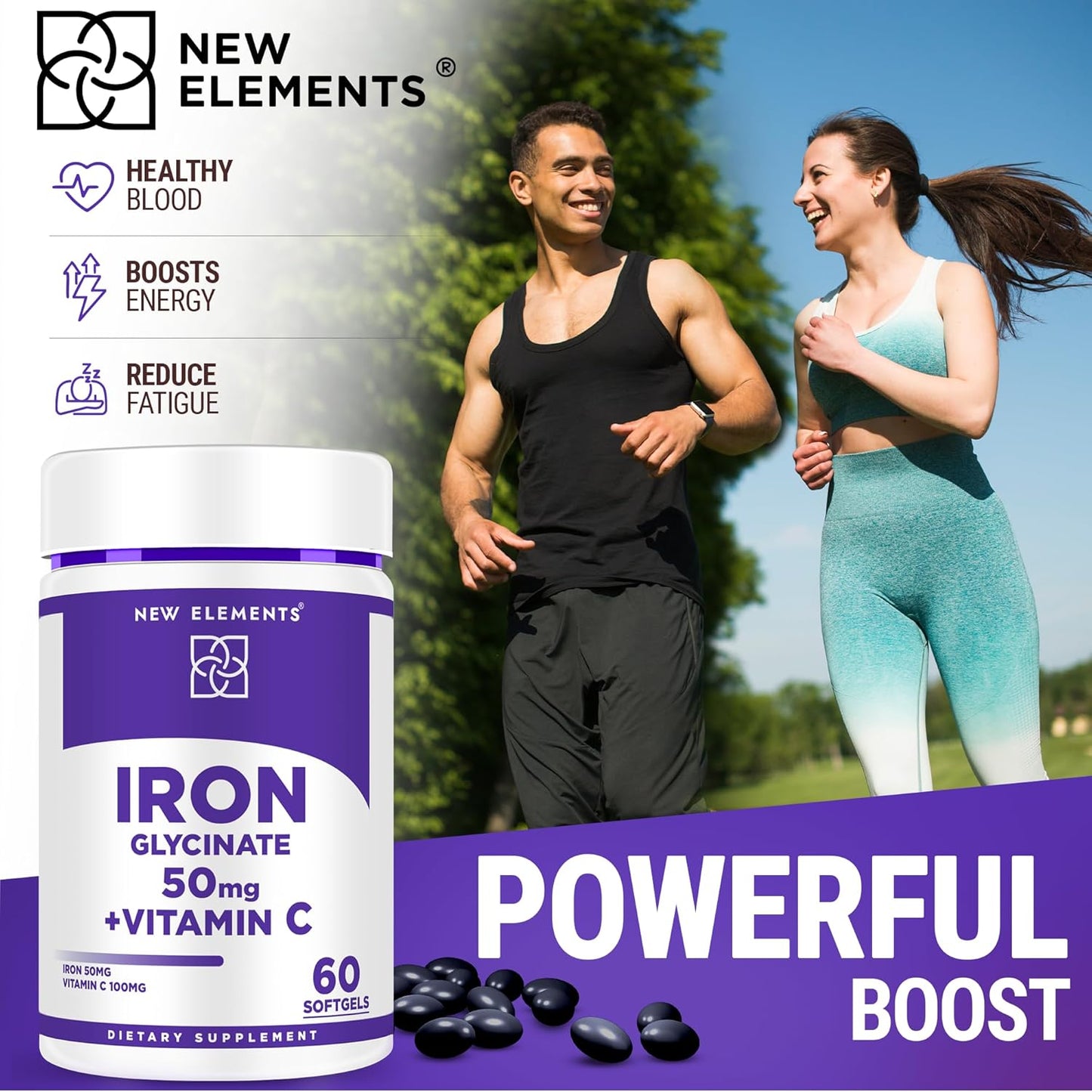 Iron Glycinate Softgels with Vitamin C for Enhanced Energy & Immune Support - 50mg Iron, 100mg Vitamin C - Non-GMO, Gluten-Free - Anemia Relief for Men & Women