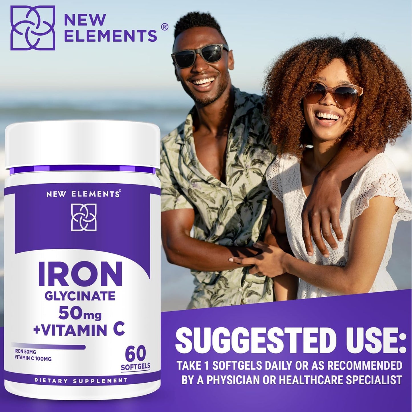 Iron Glycinate Softgels with Vitamin C for Enhanced Energy & Immune Support - 50mg Iron, 100mg Vitamin C - Non-GMO, Gluten-Free - Anemia Relief for Men & Women