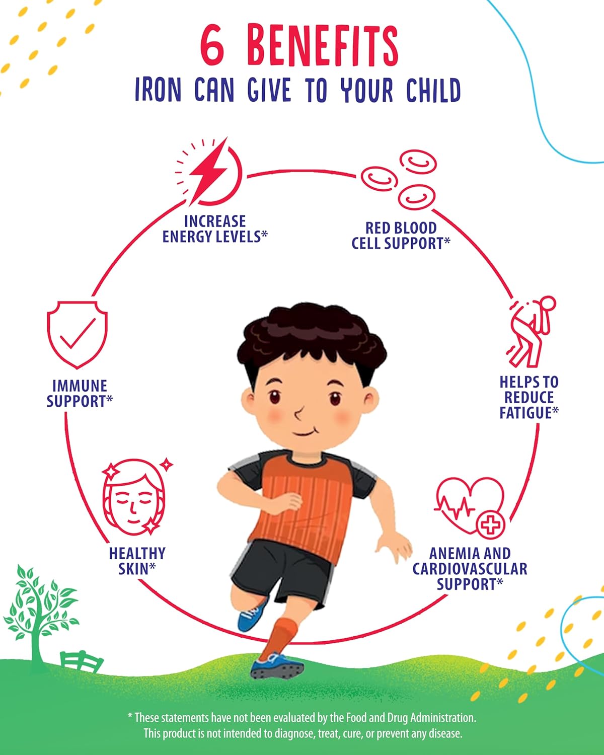 Iron Gummies for Kids & Teens - 10mg Iron with Vitamin C - Chewable Supplement for Immune Support & Red Blood Cell Production
